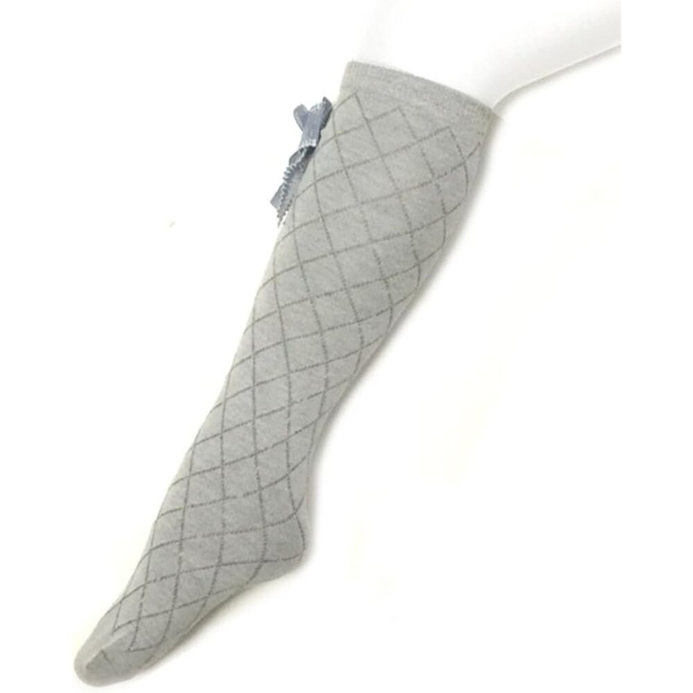 Wrapables Knee High Diamond Pattern Girl Socks in Gray NWT